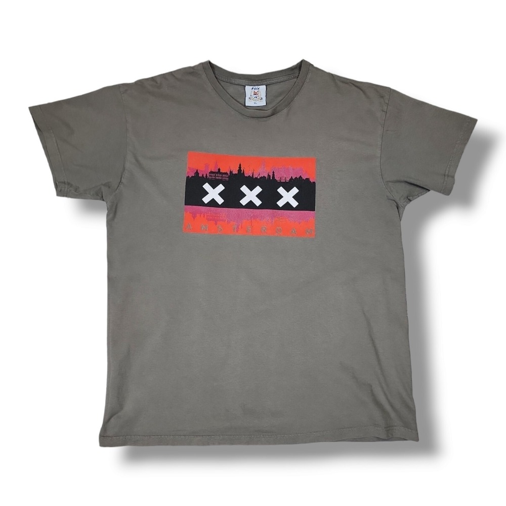 Fox Originals Amsterdam Europe Vacation Graphic Green T-Shirt Men's Size XL